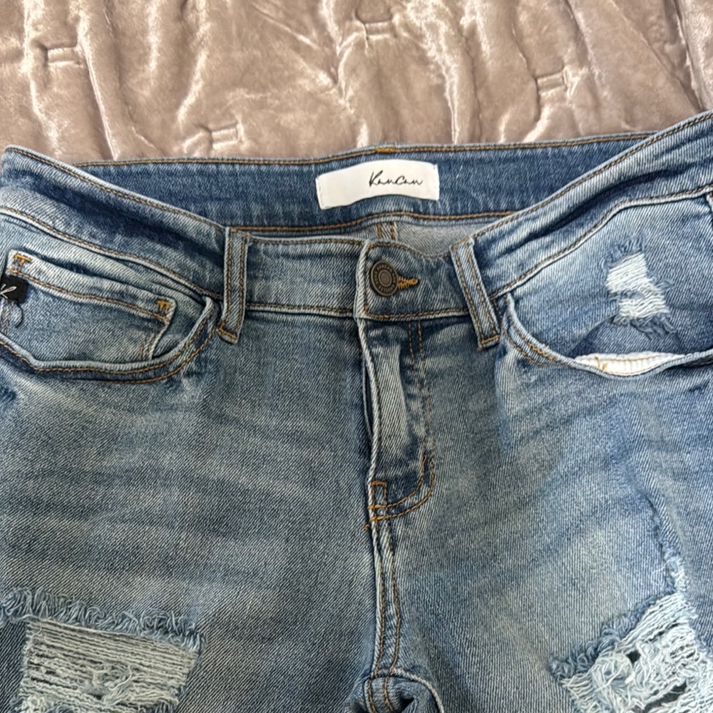 KanCan Women's Light Blue Boyfriend Jeans flare